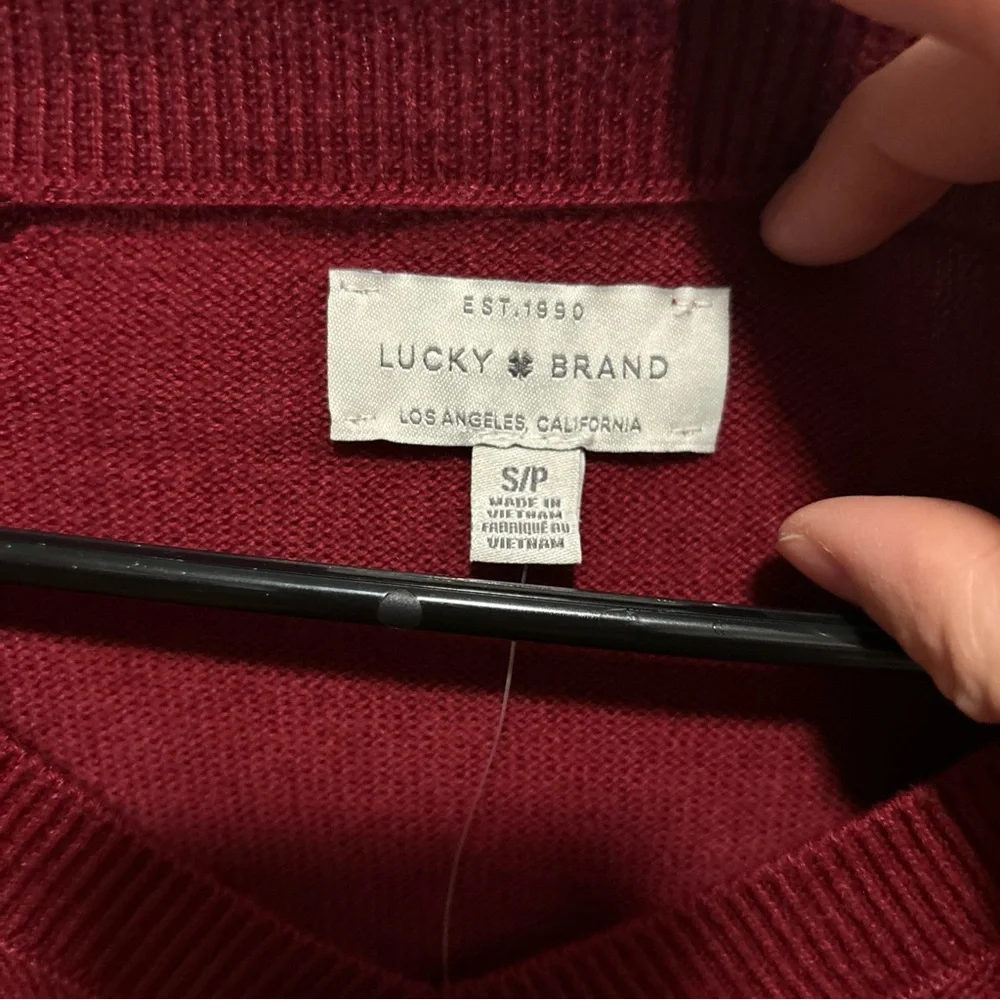 Lucky Brand Women's V-NECK Sweater Red Long-Sleeve size S